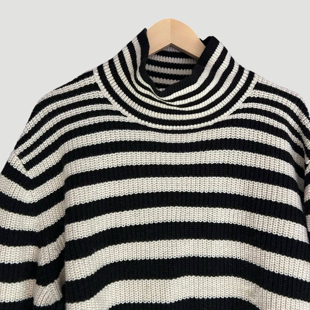 & Other Stories Stockholm Atelier Wool Blend Striped Turtleneck Sweater Sz Large - Picture 6 of 9